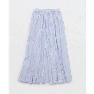 Aerie “New Essential Skirt”- Light Blue/White Striped Midi Skirt